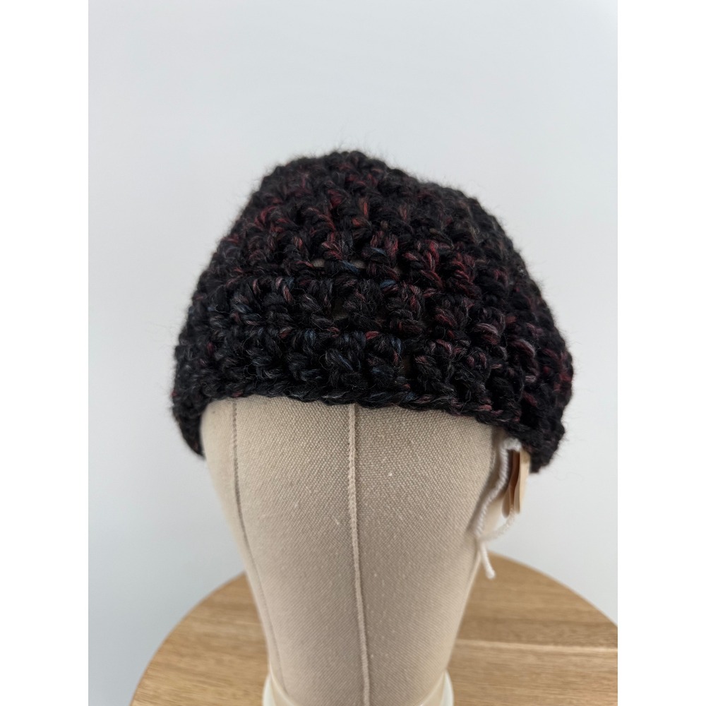 Handmade Chunky Knit Beanie Hat Dark Multi Color‎ Acrylic Alpaca Blend - Picture 2 of 6